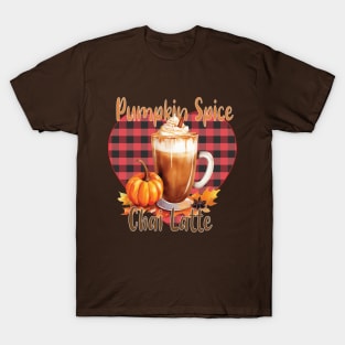 I Love My Pumpkin Spice Chai Latte, Plaid Heart, Watercolor art T-Shirt